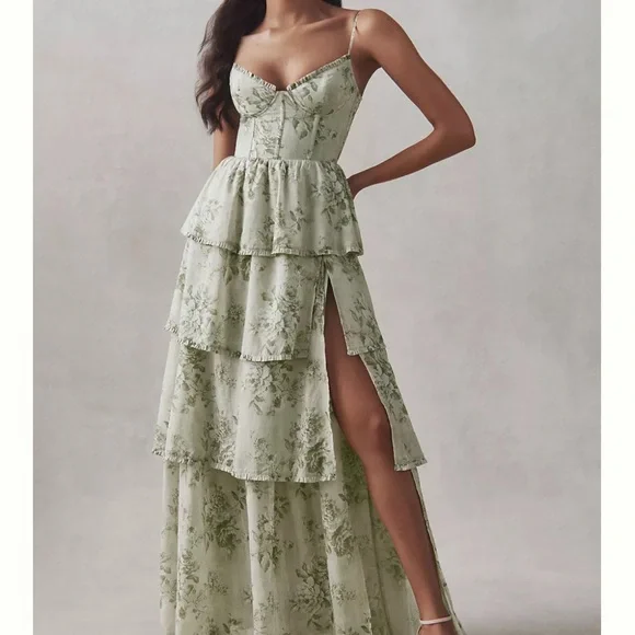 V. Chapman Floral Green Maxi Dress - Picture 4 of 8